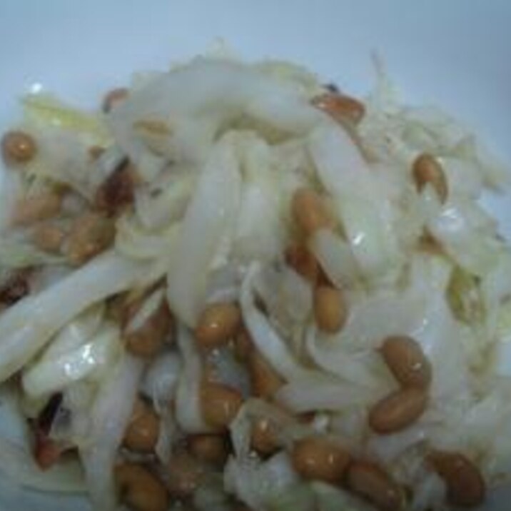 キャベツを納豆で食べる